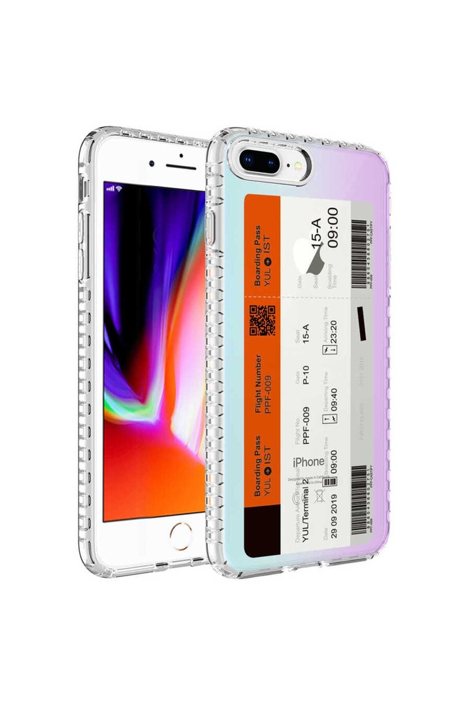 Apple iPhone 7 Plus Uyumlu Kılıf Airbag Kenarlı Renkli Desenli Silikon Zore Elegans Kapak
