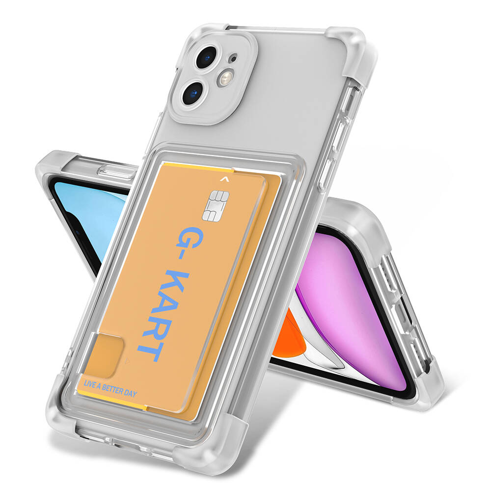 [RNZ-TA99106] Apple iPhone 11 Uyumlu Kılıf Airbag Tasarımlı Şeffaf Kartlıklı Zore G-Kart Kapak