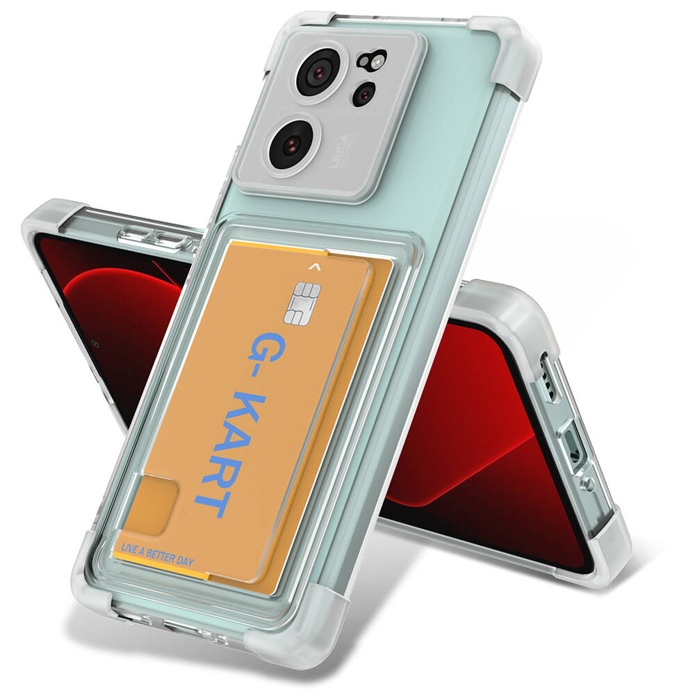 [RNZ-TA99107] Xiaomi Mi 13T Uyumlu Kılıf Airbag Tasarımlı Şeffaf Kartlıklı Zore G-Kart Kapak