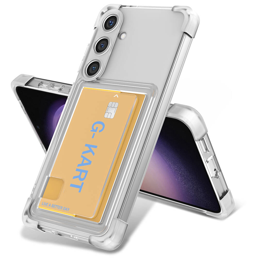 Samsung Galaxy S24 Uyumlu Kılıf Airbag Tasarımlı Şeffaf Kartlıklı Zore G-Kart Kapak