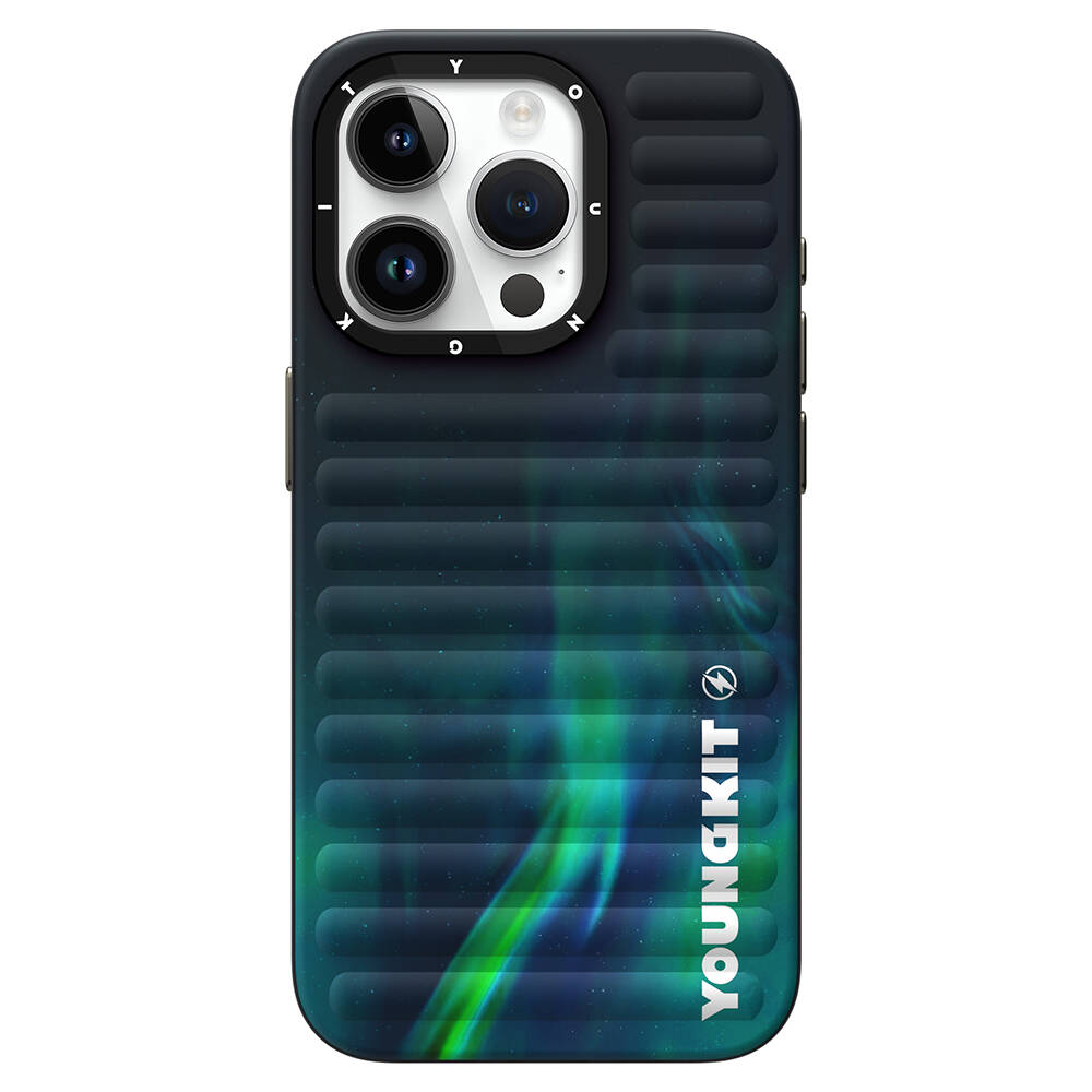 Apple iPhone 15 Pro Uyumlu Kılıf Kuzey Işıkları Desenli Youngkit Aurora Serisi Kapak
