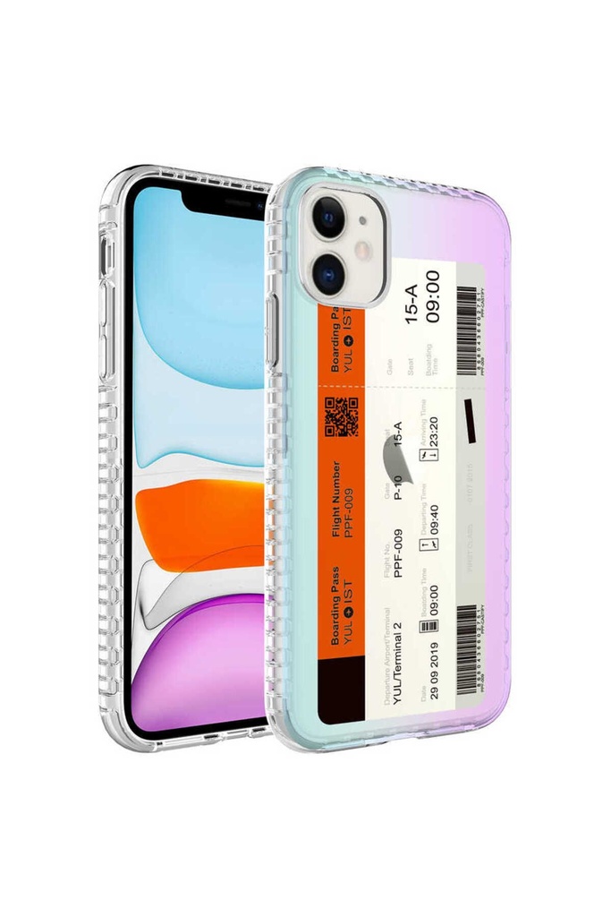 Apple iPhone 12 Pro Max Uyumlu Kılıf Airbag Kenarlı Renkli Desenli Silikon Zore Elegans Kapak