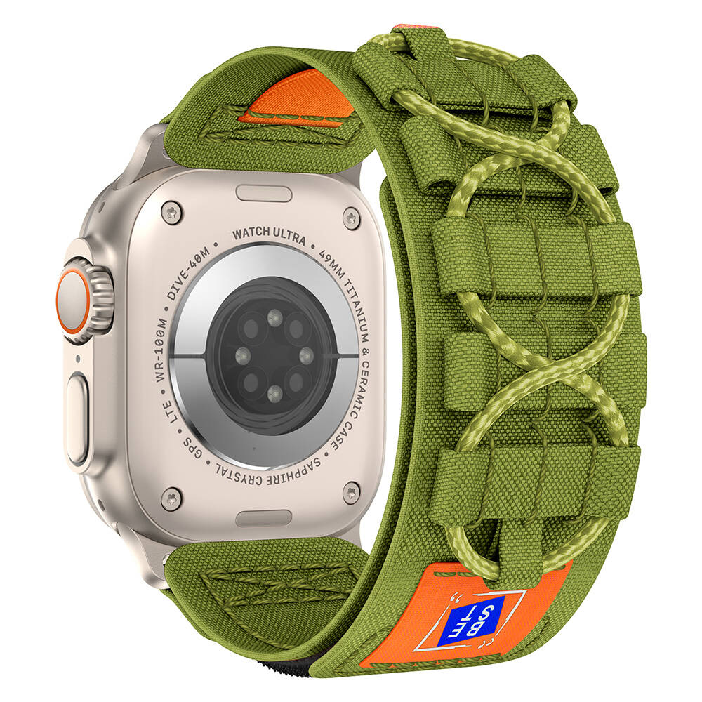 Apple Watch Ultra 49mm Uyumlu Kordon Hasır Kumaş Sarmal Örgü Zore KRD-99 Kayış
