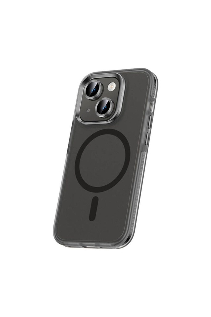 [RNZ-TA95255] Apple iPhone 15 Uyumlu Kılıf Airbagli M-safe Wireless Şarj Özellikli Lens Koruyuculu Zore Klaptika Kapak (Siyah)