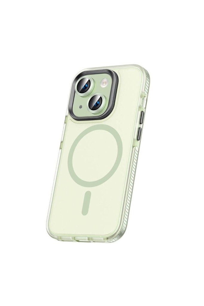 Apple iPhone 15 Uyumlu Kılıf Airbagli M-safe Wireless Şarj Özellikli Lens Koruyuculu Zore Klaptika Kapak