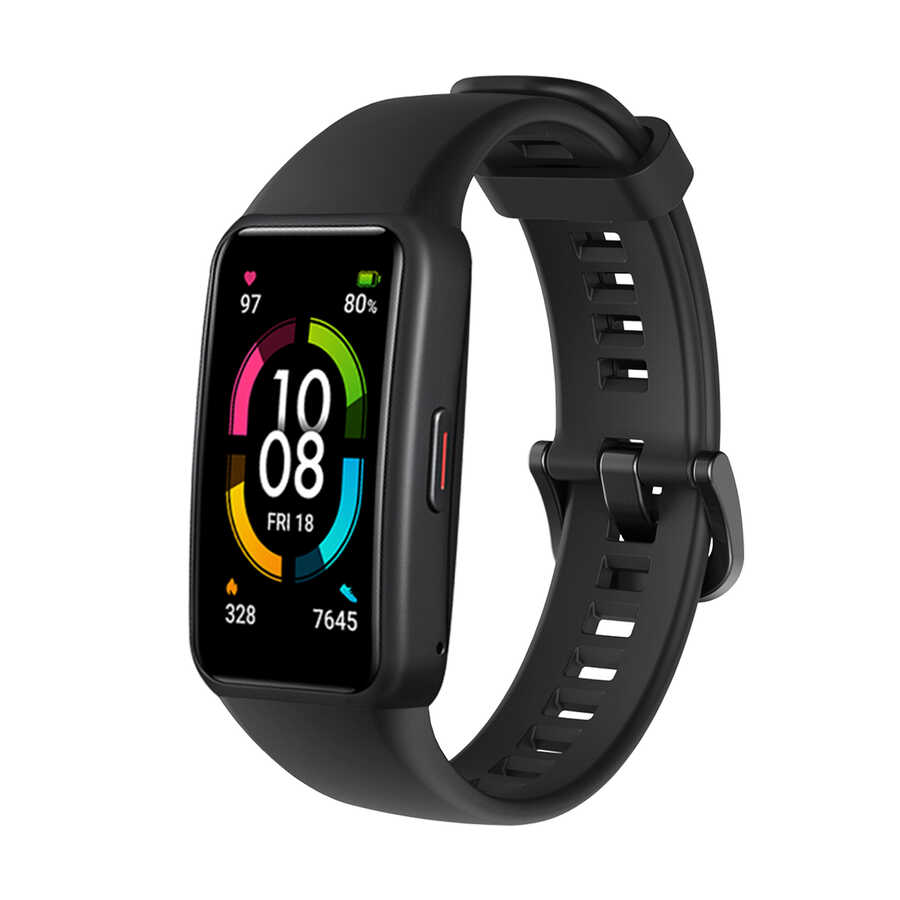 [RNZ-TA54916] Huawei Band 6 Uyumlu Kordon Silikon Esnek Yumuşak Zore KRD-47 Kayış (Siyah)