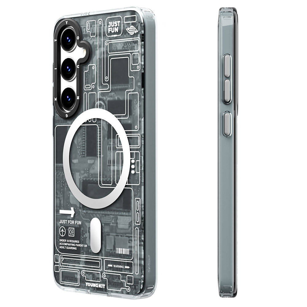 [RNZ-TA99589] Samsung Galaxy S24 Plus Uyumlu Kılıf M-safe Şarj Özellikli YoungKit Technology Serisi Kapak (Siyah)