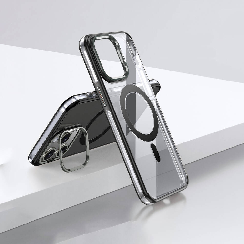 Apple iPhone 14 Pro Max Uyumlu Kılıf M-safe Şarj Özellikli Wlons Standlı Efsane Kapak