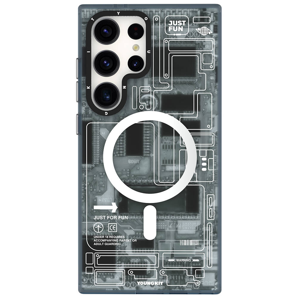 [RNZ-TA99585] Samsung Galaxy S24 Ultra Uyumlu Kılıf M-safe Şarj Özellikli YoungKit Technology Serisi Kapak (Siyah)