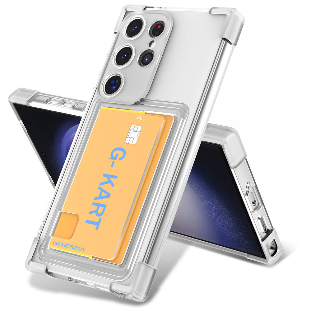 Samsung Galaxy S24 Ultra Uyumlu Kılıf Airbag Tasarımlı Şeffaf Kartlıklı Zore G-Kart Kapak