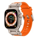 Apple Watch Ultra 49mm Uyumlu Zore KRD-101 Titanyum Metal Başlıklı Silikon Kordon