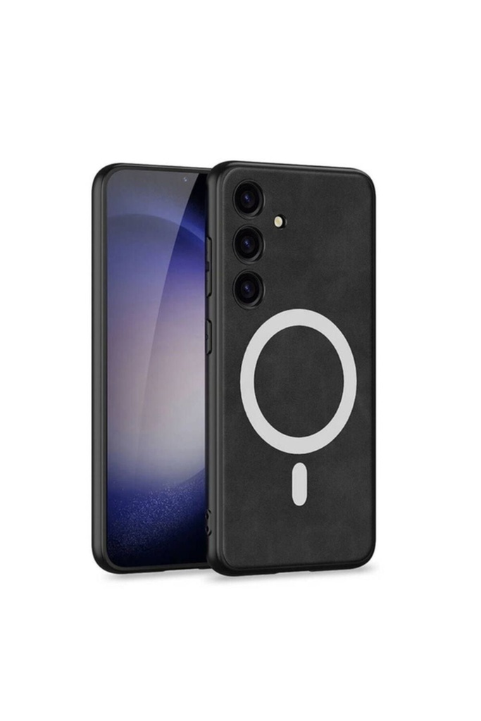 Samsung Galaxy S24 Uyumlu Kılıf M-safe Şarj Özellikli Deri Tasarımlı Zore Kıpta Nubuk Kapak