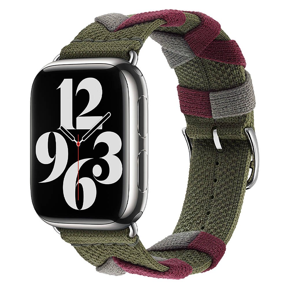 Apple Watch 38mm Uyumlu Kordon Sarmal Örgü Tasarımlı Kumaş Zore KRD-97 Kayış