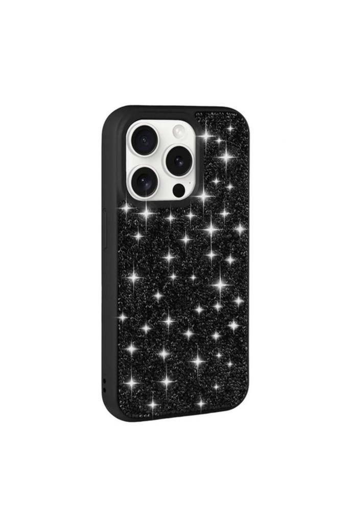 [RNZ-TA99684] Apple iPhone 15 Pro Uyumlu Kılıf Parlak Taşlı Tasarım Zore Pırlanta Kapak (Siyah)