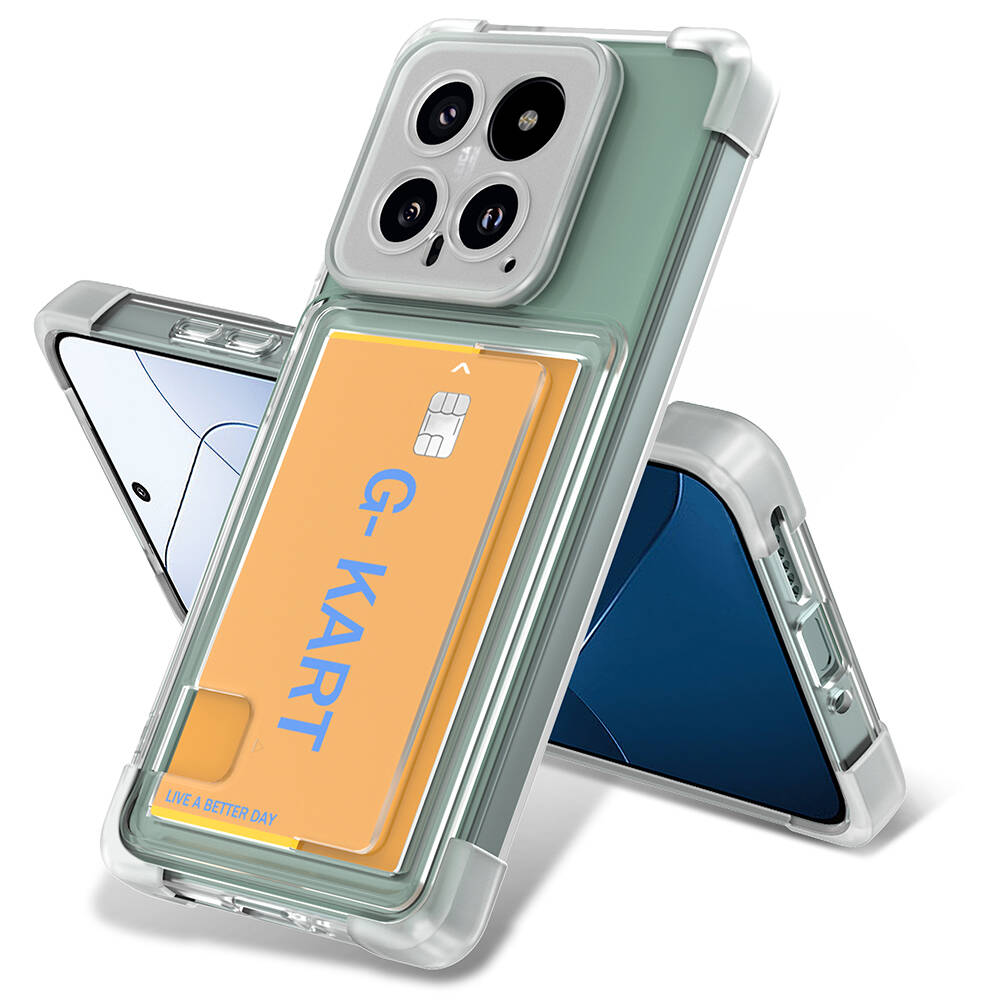 Xiaomi Mi 14 Uyumlu Kılıf Airbag Tasarımlı Şeffaf Kartlıklı Zore G-Kart Kapak