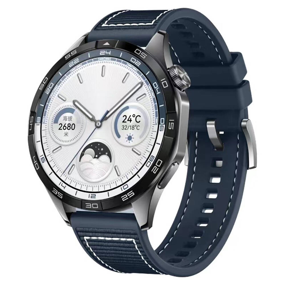 Samsung Gear S3 22mm Uyumlu Kordon Silikon Örgü Desenli Dikişli Zore KRD-102 Kayış