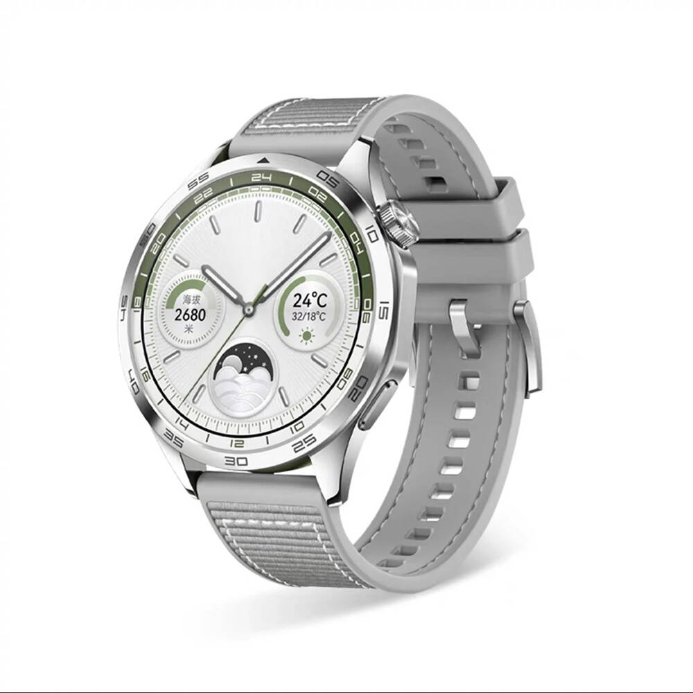 Huawei Watch GT 3 46mm 22mm Uyumlu Kordon Silikon Örgü Desenli Dikişli Zore KRD-102 Kayış