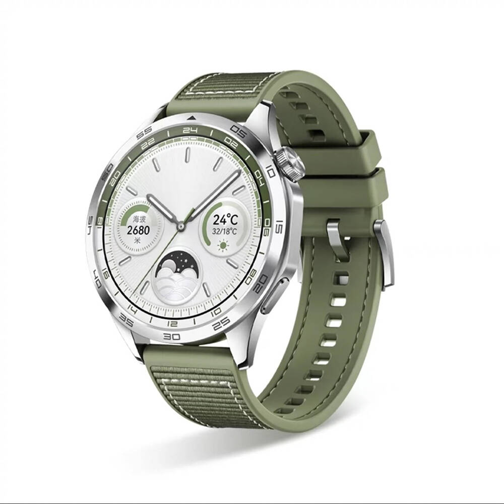 Huawei Watch GT 3 46mm 22mm Uyumlu Kordon Silikon Örgü Desenli Dikişli Zore KRD-102 Kayış