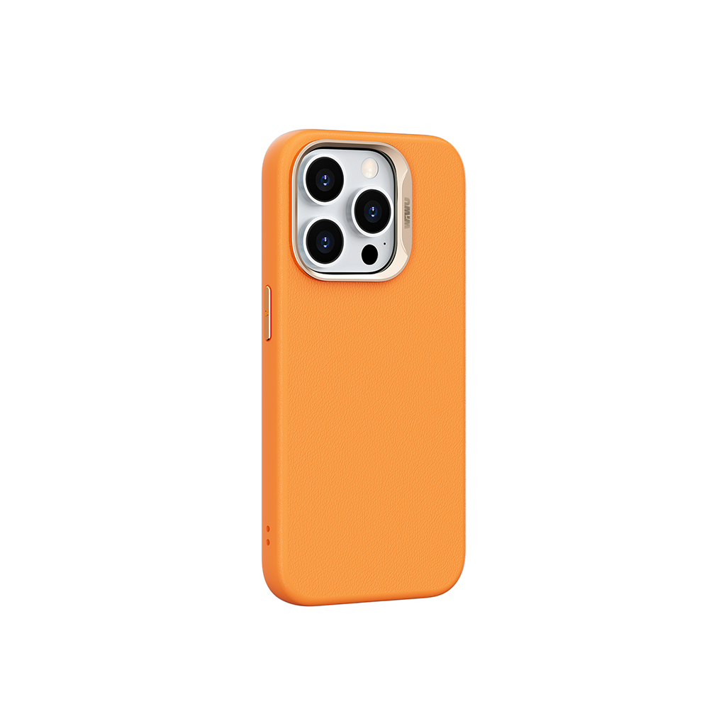 Apple iPhone 15 Pro Uyumlu Kılıf Wiwu SP-019 M-safe Şarj Özellikli Vegan Leather Deri Kapak