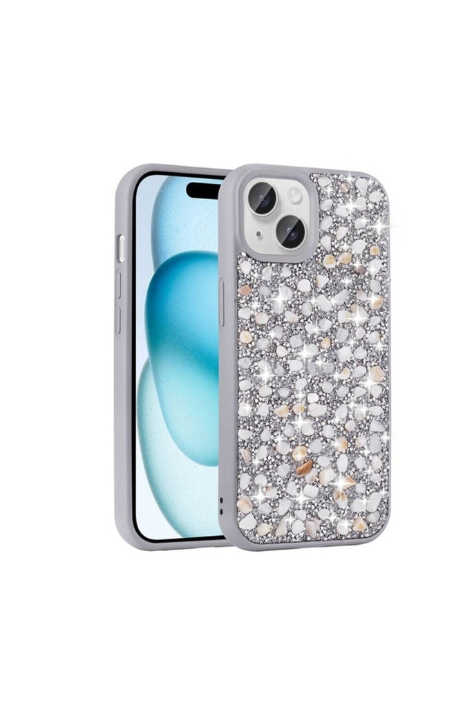 Apple iPhone 15 Plus Uyumlu Kılıf Parlak Taşlı Tasarım Zore Linea Kapak