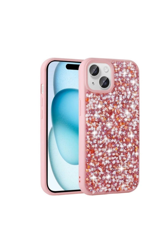 Apple iPhone 15 Plus Uyumlu Kılıf Parlak Taşlı Tasarım Zore Linea Kapak