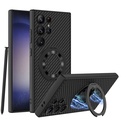 Samsung Galaxy S24 Ultra Uyumlu Wireless Şarj Özellikli Zore Kıpta Standlı M-safe Silikon Kapak