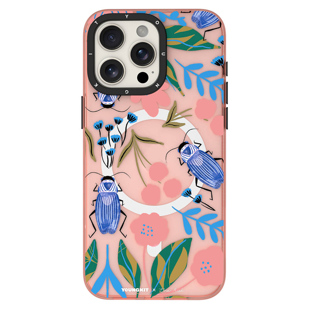 [RNZ-TA100049] Apple iPhone 14 Pro Max Uyumlu Kılıf M-safe Şarj Özellikli YoungKit Huagu Serisi Kapak (Pembe)