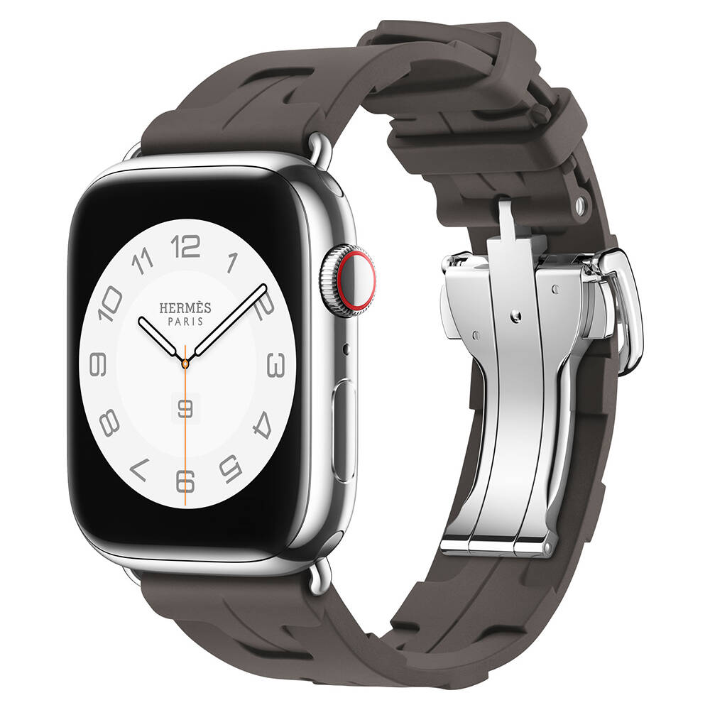 Apple Watch 7 45mm Uyumlu Kordon Silikon Sportif Görünümlü Yumaşak Esnek KRD-94 Kayış