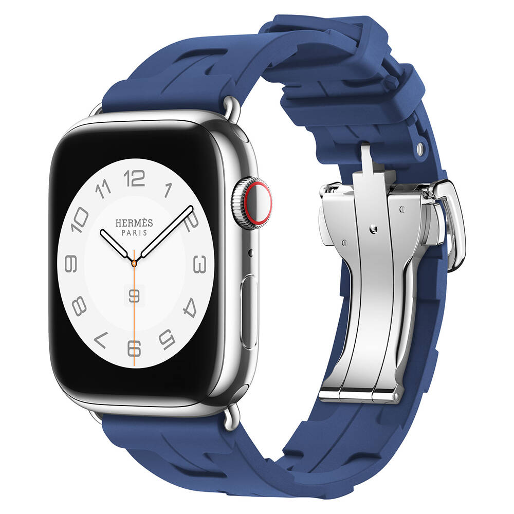 Apple Watch 7 45mm Uyumlu Kordon Silikon Sportif Görünümlü Yumaşak Esnek KRD-94 Kayış
