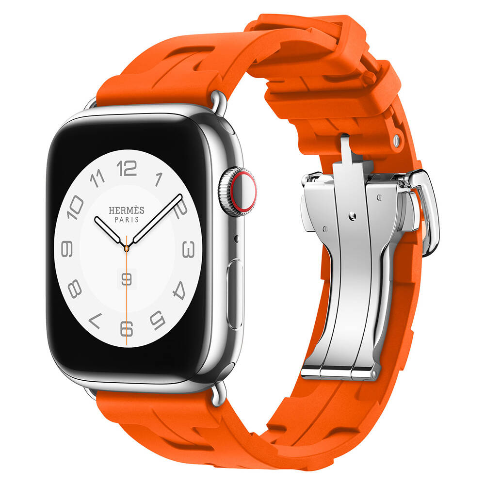 Apple Watch 7 45mm Uyumlu Kordon Silikon Sportif Görünümlü Yumaşak Esnek KRD-94 Kayış