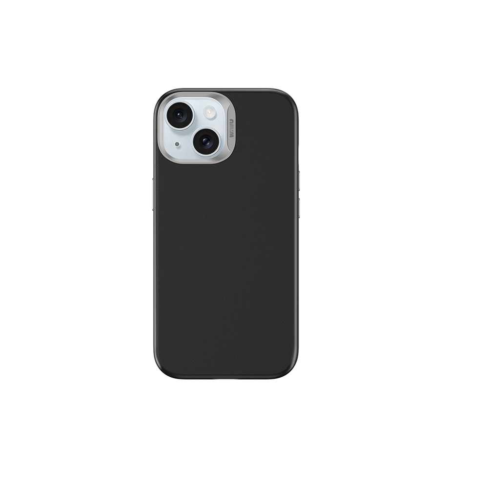 [RNZ-TA100152] Apple iPhone 15 Plus Uyumlu Kılıf Wiwu SP-019 M-safe Şarj Özellikli Vegan Leather Deri Kapak (Siyah)