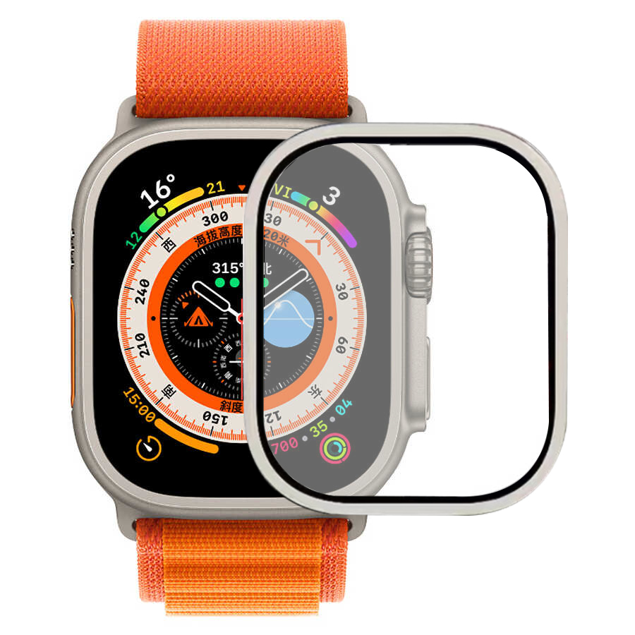 [RNZ-TA86565] Apple Watch Ultra 49mm Uyumlu Zore ALM-02 Metal Çerçeveli Ekran Koruyucu