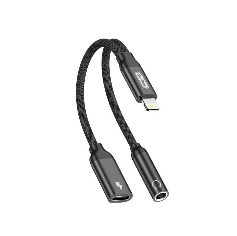 [RNZ-TA94380] Go Des GD-UC076 3.5mm Jack Girişli Lightning 2in1 Şarj ve Ses Kablosu
