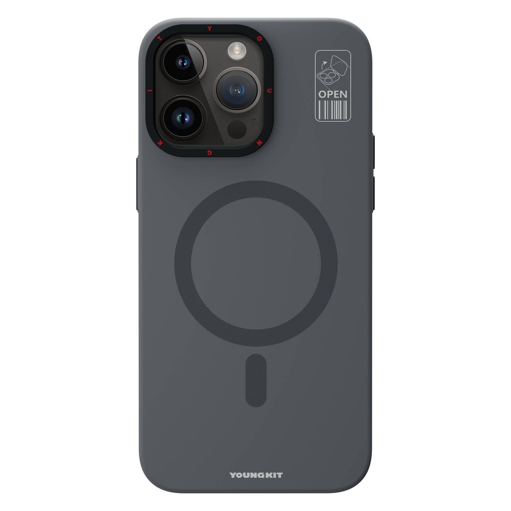 Apple iPhone 15 Pro Uyumlu Kılıf M-safe Şarj Özellikli Standlı YoungKit Hermit Bracket Serisi Kapak