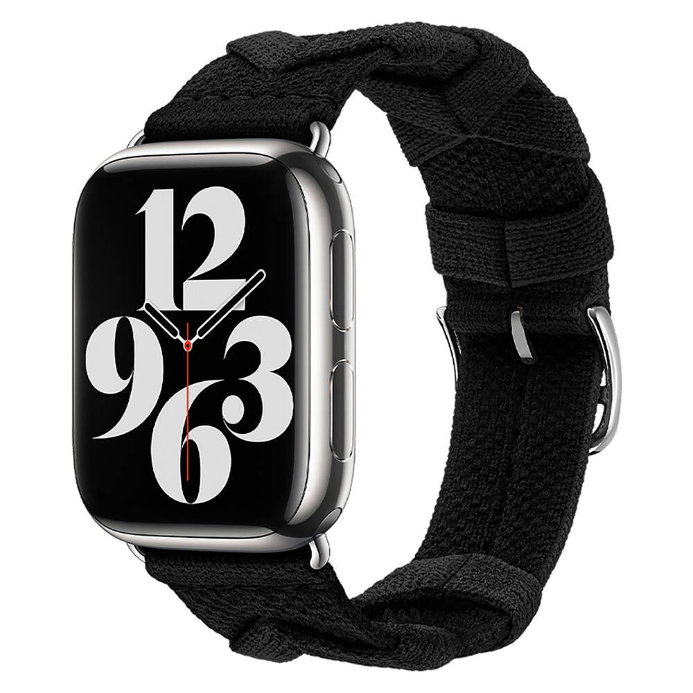 Apple Watch 42mm Uyumlu Kordon Sarmal Örgü Tasarımlı Kumaş Zore KRD-97 Kayış