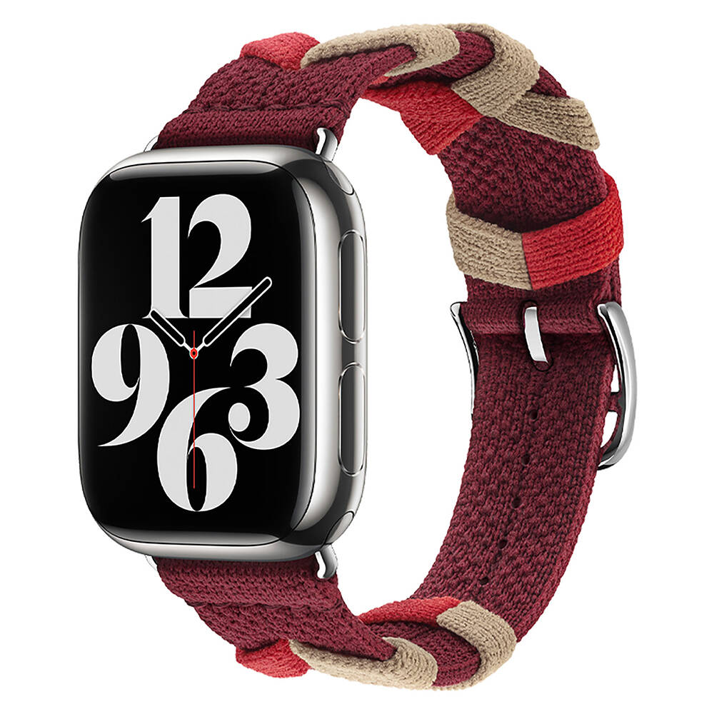 Apple Watch 42mm Uyumlu Kordon Sarmal Örgü Tasarımlı Kumaş Zore KRD-97 Kayış