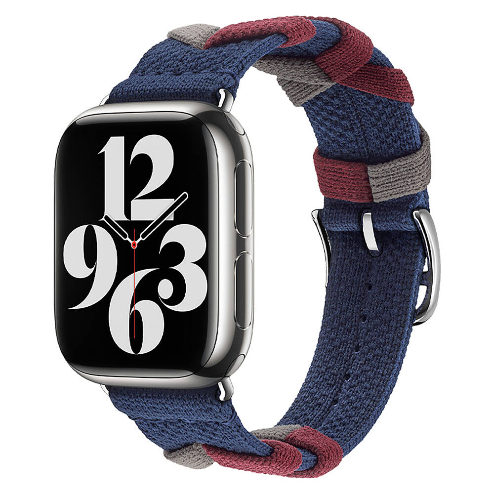 Apple Watch 42mm Uyumlu Kordon Sarmal Örgü Tasarımlı Kumaş Zore KRD-97 Kayış