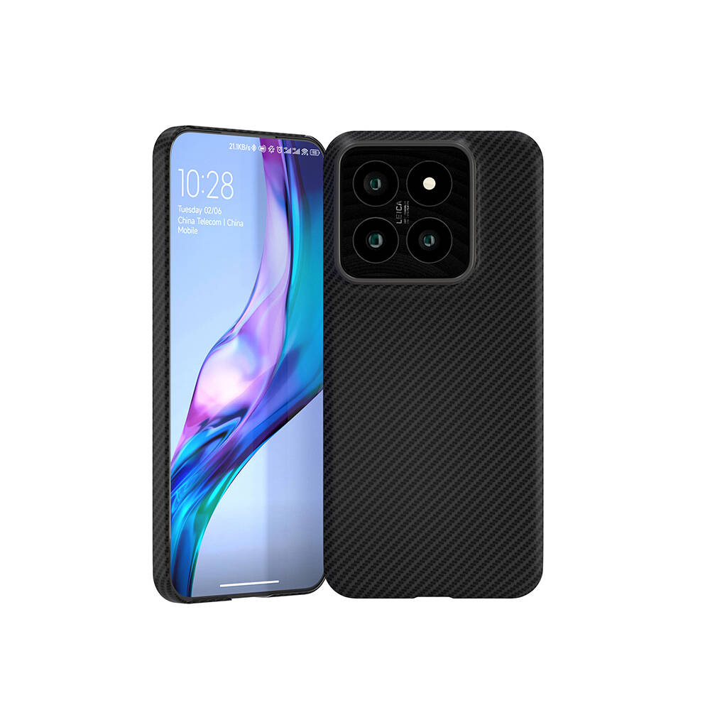[RNZ-TA98822] Xiaomi Mi 14 Uyumlu Kılıf M-safe Şarj Özellikli 600D Kevlar Zore Krek Karbon Kapak