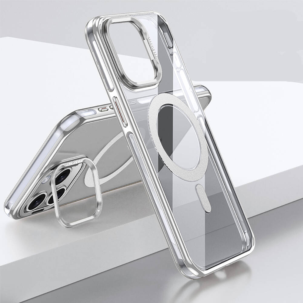 Apple iPhone 15 Pro Max Uyumlu Kılıf M-safe Şarj Özellikli Wlons Standlı Efsane Kapak