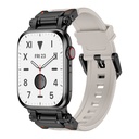 Apple Watch 44mm Uyumlu Zore KRD-101 Titanyum Metal Başlıklı Silikon Kordon