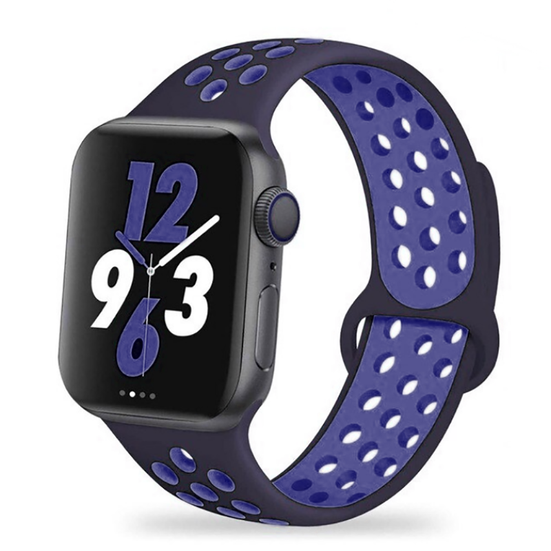 Apple Watch 44mm Uyumlu Kordon Silikon Esnek Yumuşak Delikli Spor KRD-02 Kayış