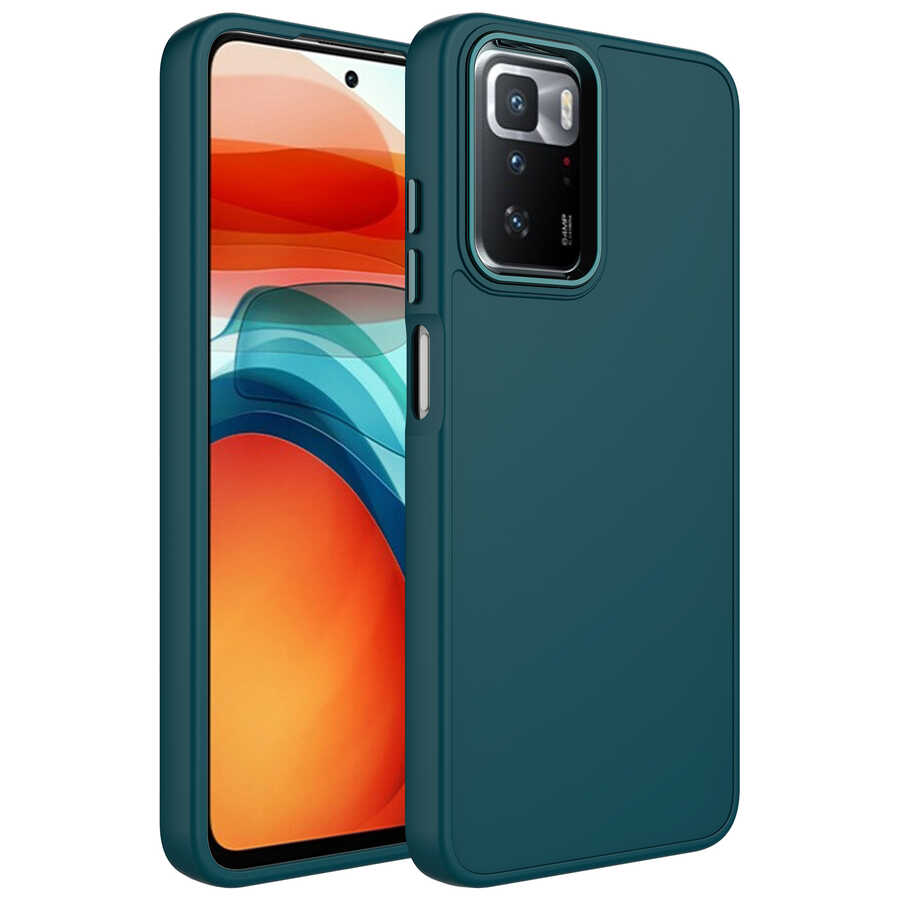 Xiaomi Redmi 10 Uyumlu Kılıf Metal Çerçeve ve Buton Tasarımlı Silikon Zore Luna Kapak