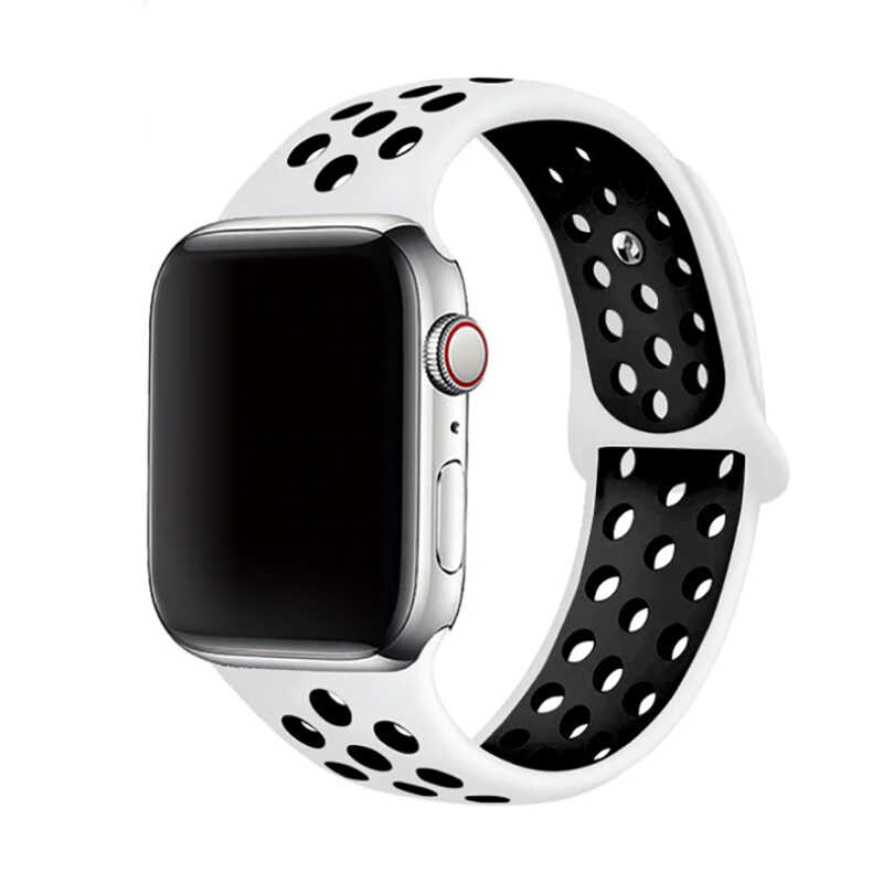 Apple Watch 40mm Uyumlu Kordon Silikon Esnek Yumuşak Delikli Spor KRD-02 Kayış