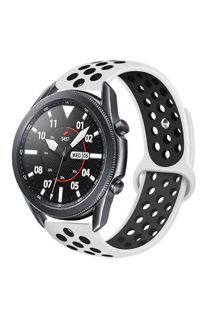 Samsung Galaxy Watch 46mm Uyumlu 22mm Kordon Silikon Esnek Yumuşak Delikli Spor KRD-02 Kayış