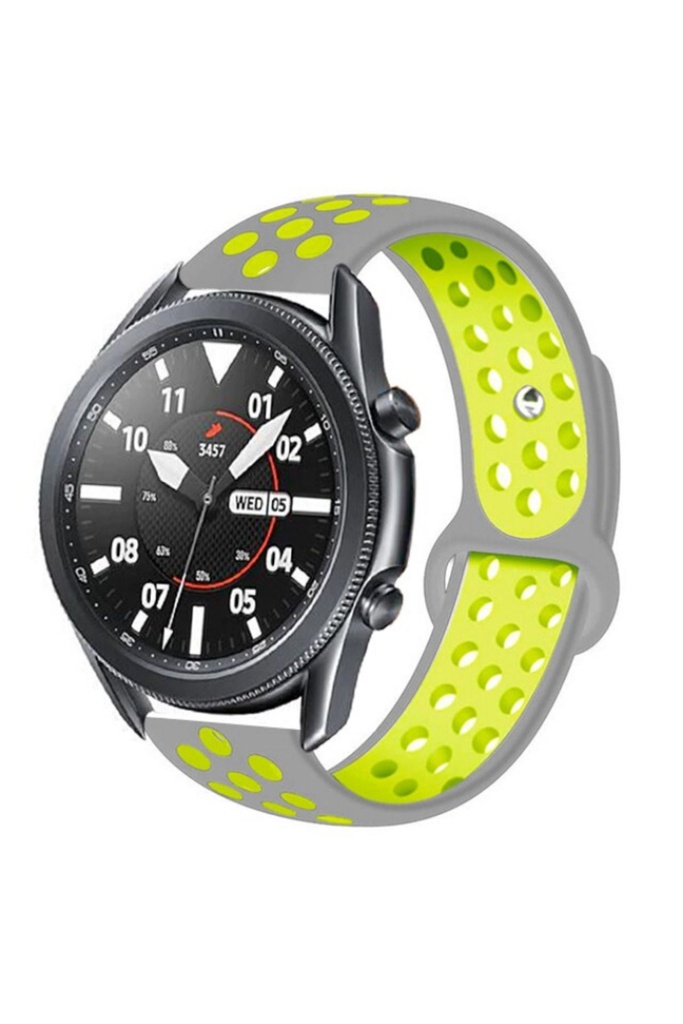 Samsung Galaxy Watch 46mm Uyumlu 22mm Kordon Silikon Esnek Yumuşak Delikli Spor KRD-02 Kayış
