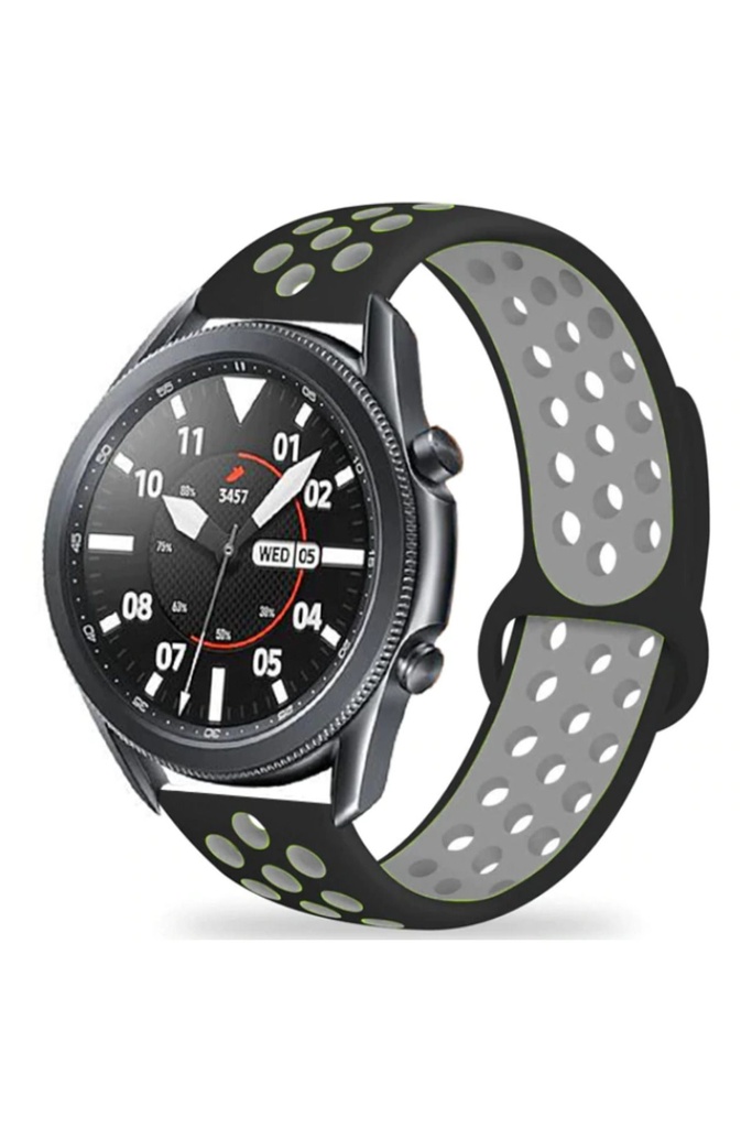 Samsung Galaxy Watch 46mm Uyumlu 22mm Kordon Silikon Esnek Yumuşak Delikli Spor KRD-02 Kayış