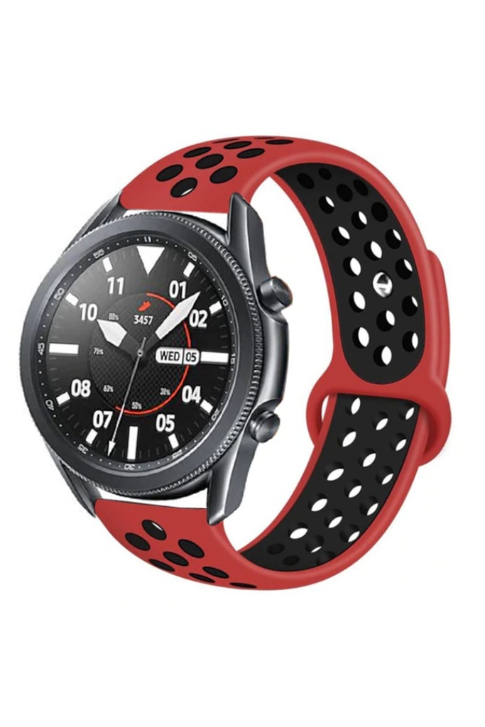 Samsung Galaxy Watch 46mm Uyumlu 22mm Kordon Silikon Esnek Yumuşak Delikli Spor KRD-02 Kayış