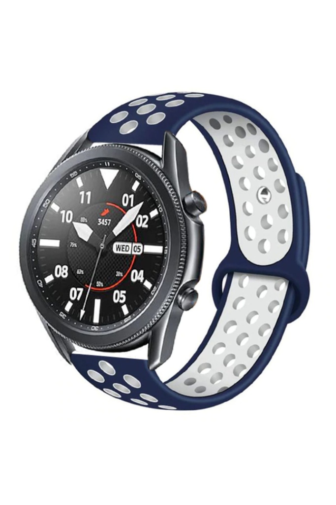 Samsung Galaxy Watch 46mm Uyumlu 22mm Kordon Silikon Esnek Yumuşak Delikli Spor KRD-02 Kayış