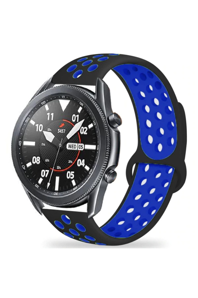 Samsung Galaxy Watch 46mm Uyumlu 22mm Kordon Silikon Esnek Yumuşak Delikli Spor KRD-02 Kayış