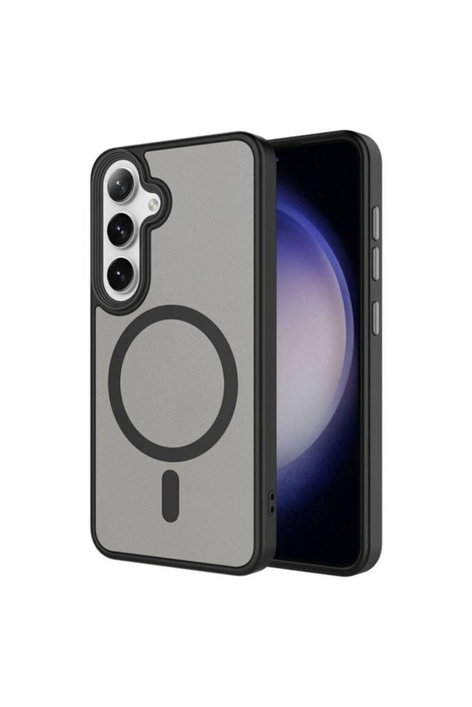 Samsung Galaxy S24 Uyumlu Kılıf Sert PC Arka Yüzey Wireless Şarj Özellikli Zore Flet M-safe Kapak